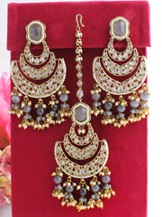 Kamya Earrings & Tikka-Grey