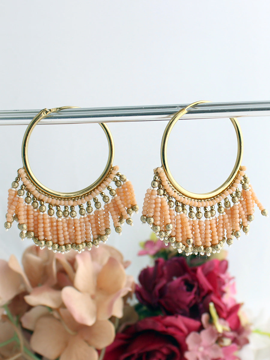 Sonali Hoop Earrings-Peach