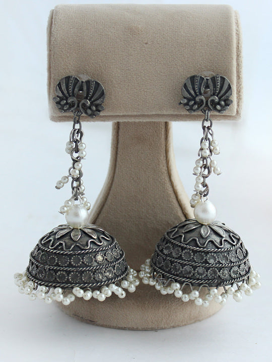 Komal Earrings - Antique Silver