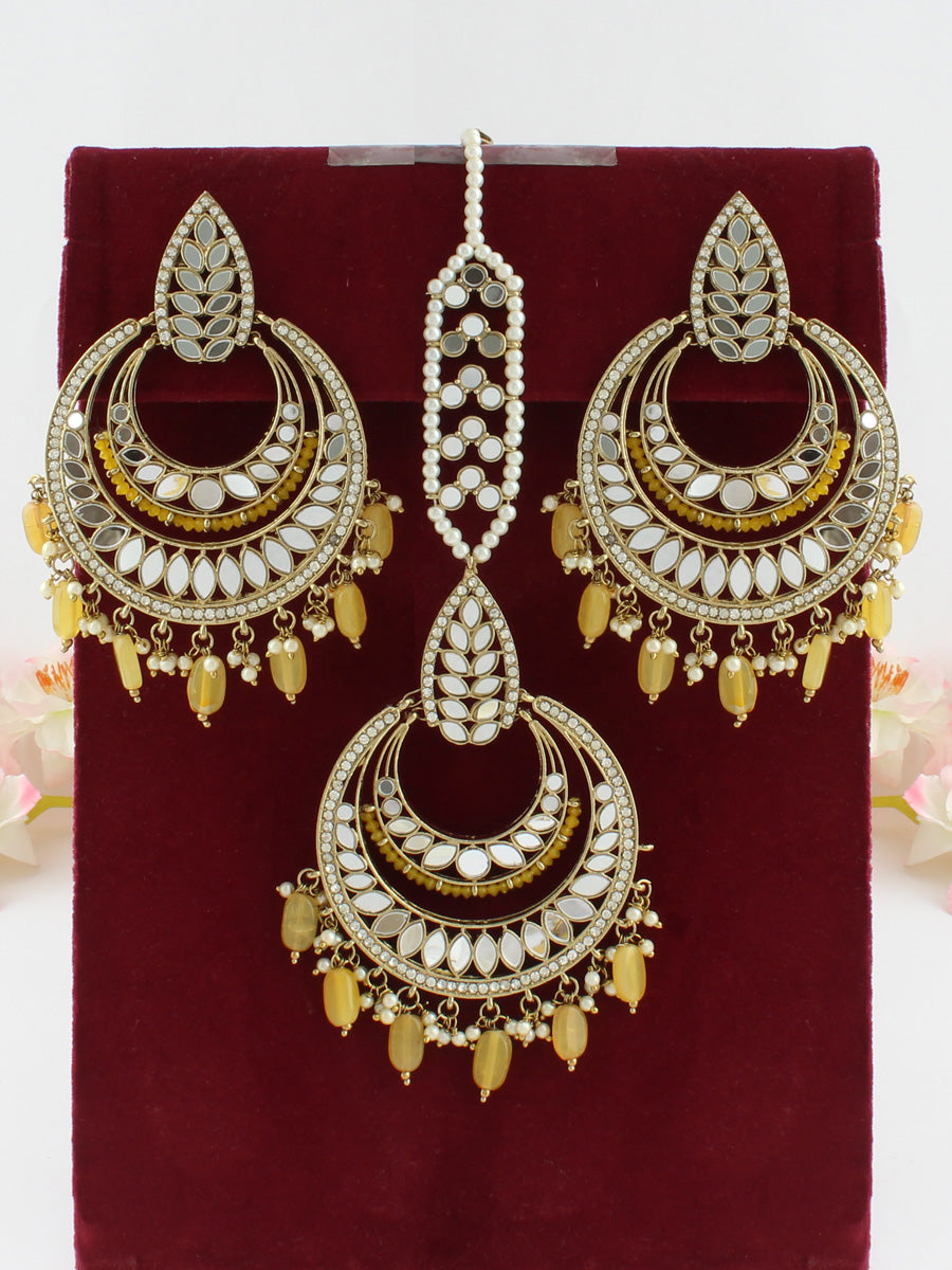 Somya Earrings & Tikka-Yellow