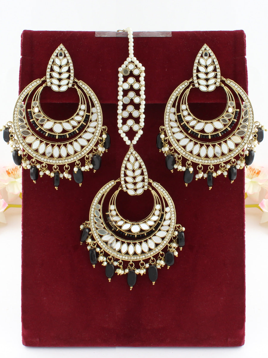 Somya Earrings & Tikka-Black