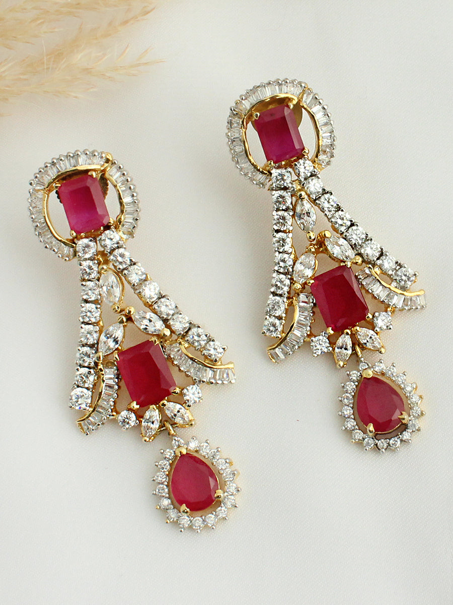 Simin Earrings - Ruby pink