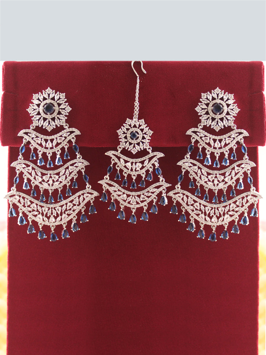 Kayra Earrings & Tikka Set-Blue