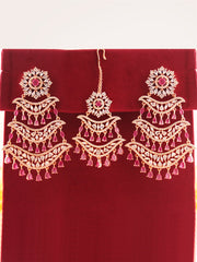 Kayra Earrings & Tikka Set-Ruby