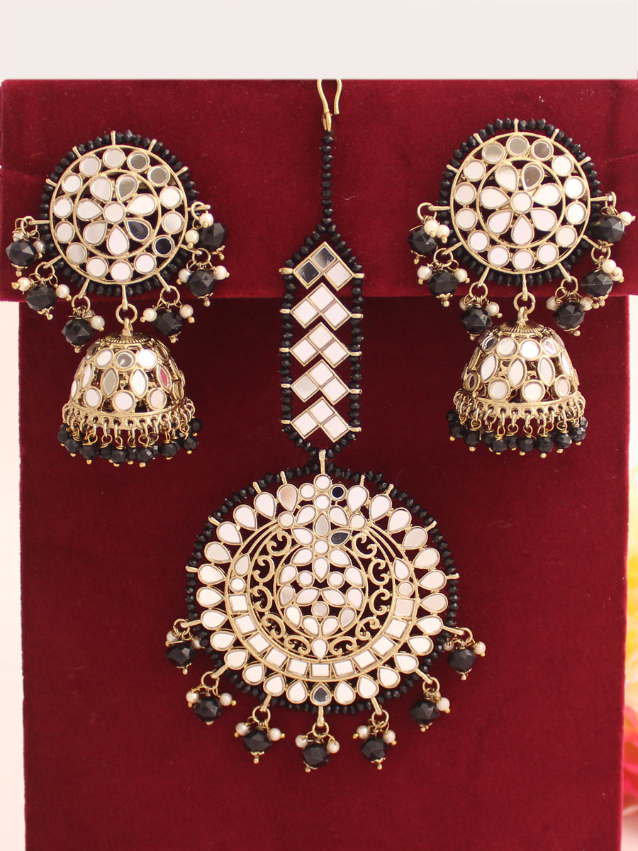 Aisha Earrings & Tikka-Black