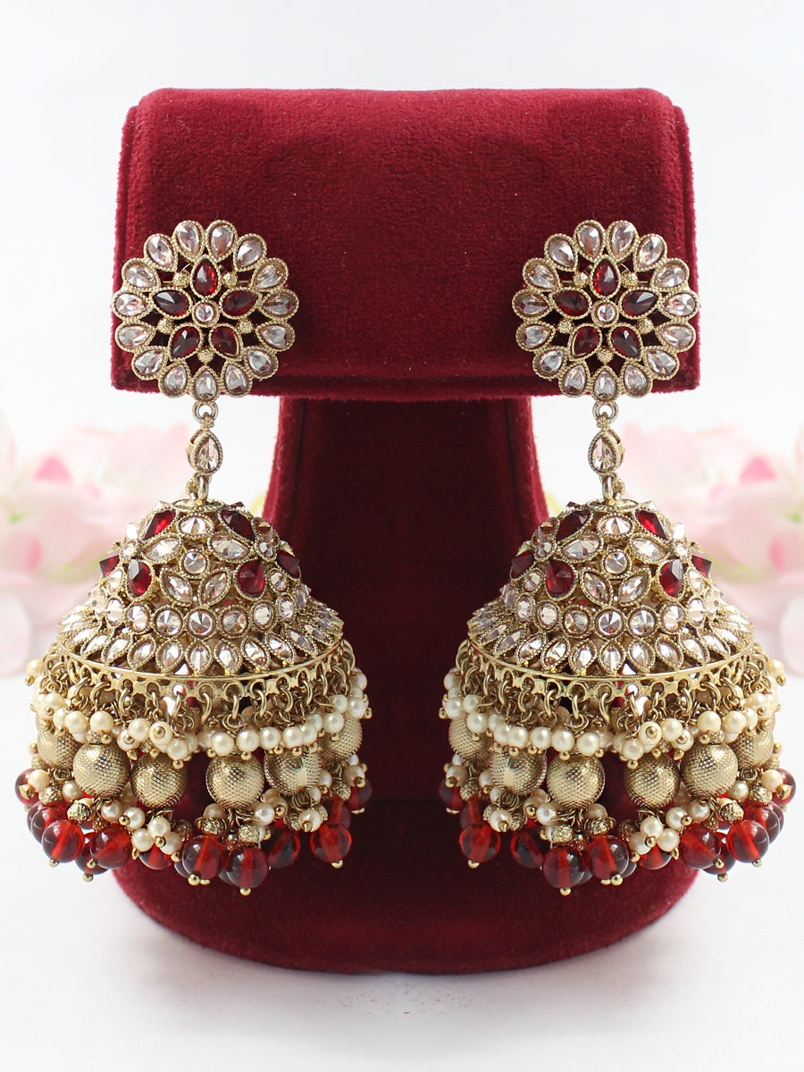 Shabina Earrings-Maroon