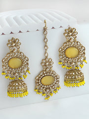 Jiya Earrings & Tikka-Yellow