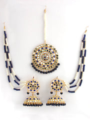 Kirat Earrings With Ear chain-Blue