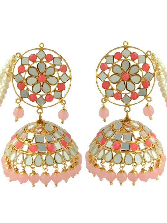 Kirat Mirror Earrings With Ear chain