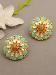 Gwalior Stud Earrings-Aqua