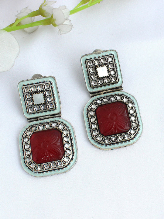 Shehnaz Earrings - Ruby Pink