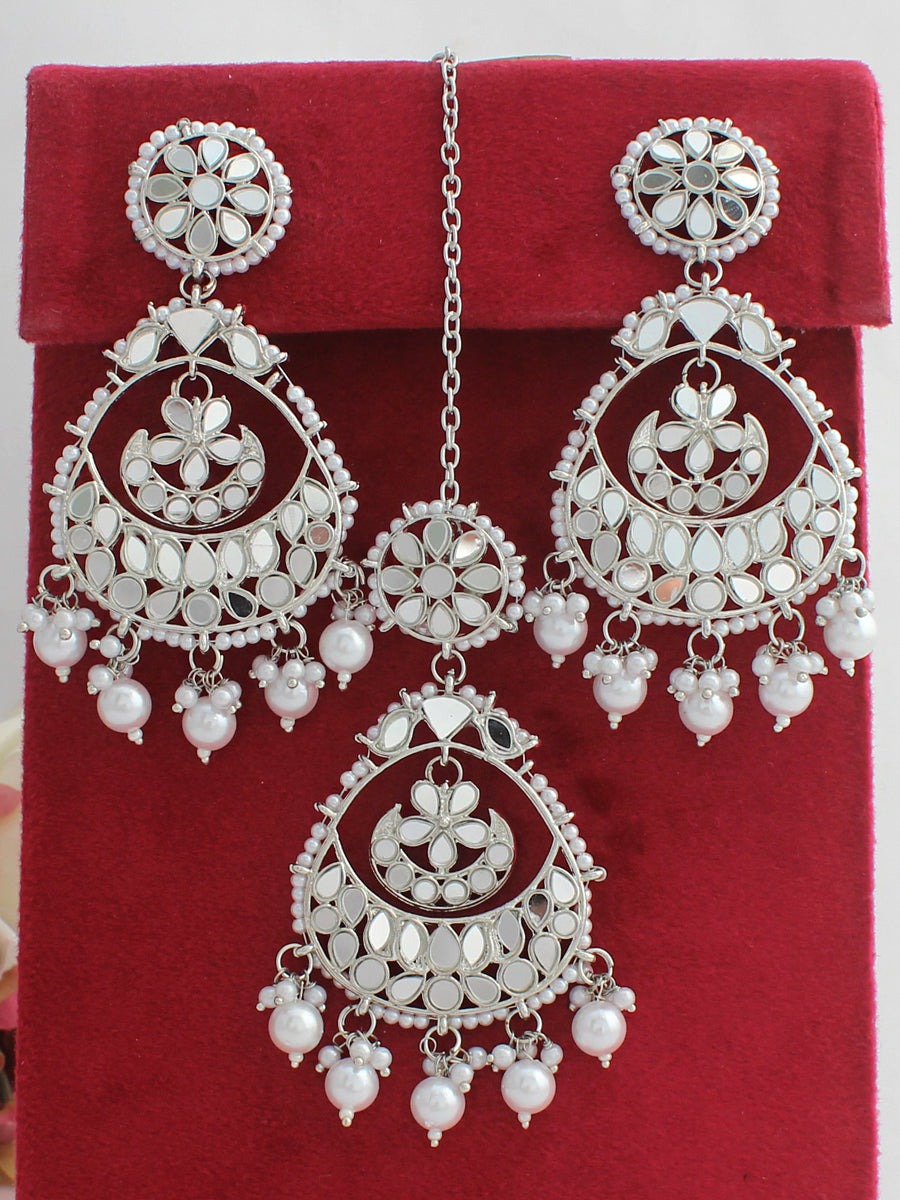 Naaz Mirror Earrings & Tikka