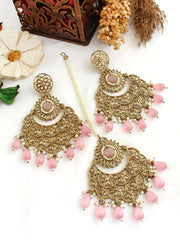 Aparna Earrings & Tikka-Pastel Pink