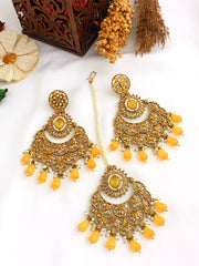 Aparna Earrings & Tikka-Yellow