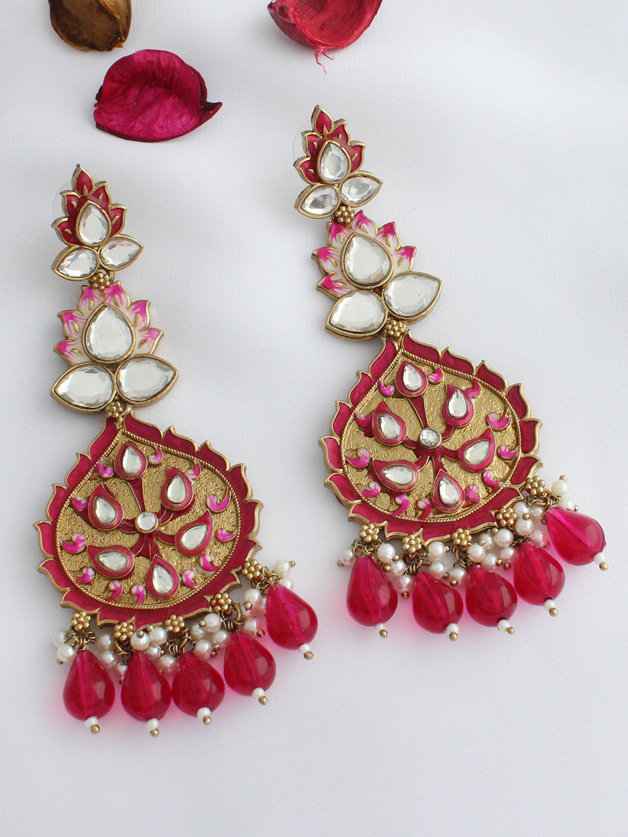 Shivali Earrings-Hot Pink