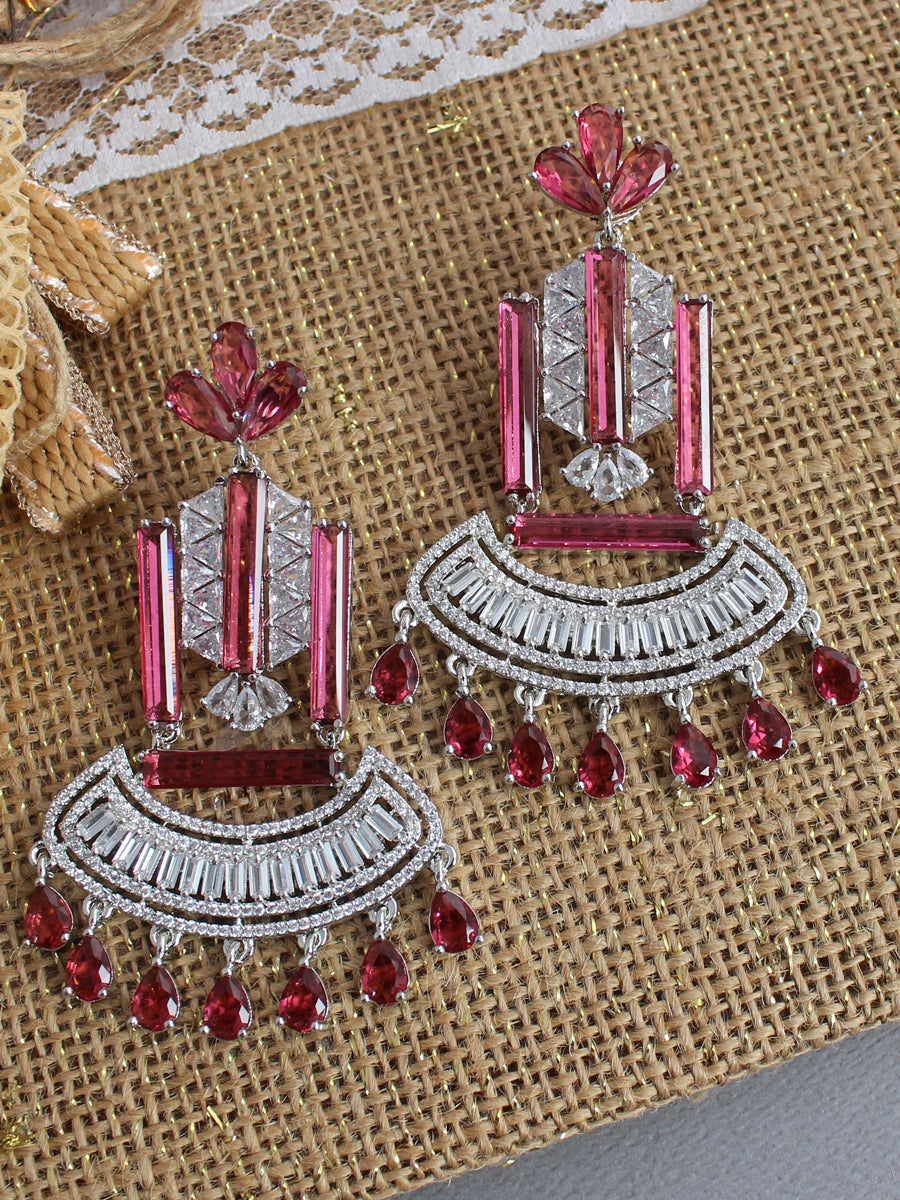 Elisha Earrings-Ruby Pink