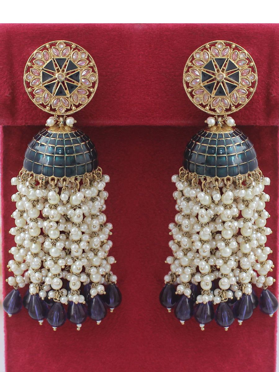 Heena Earrings-Navy Blue