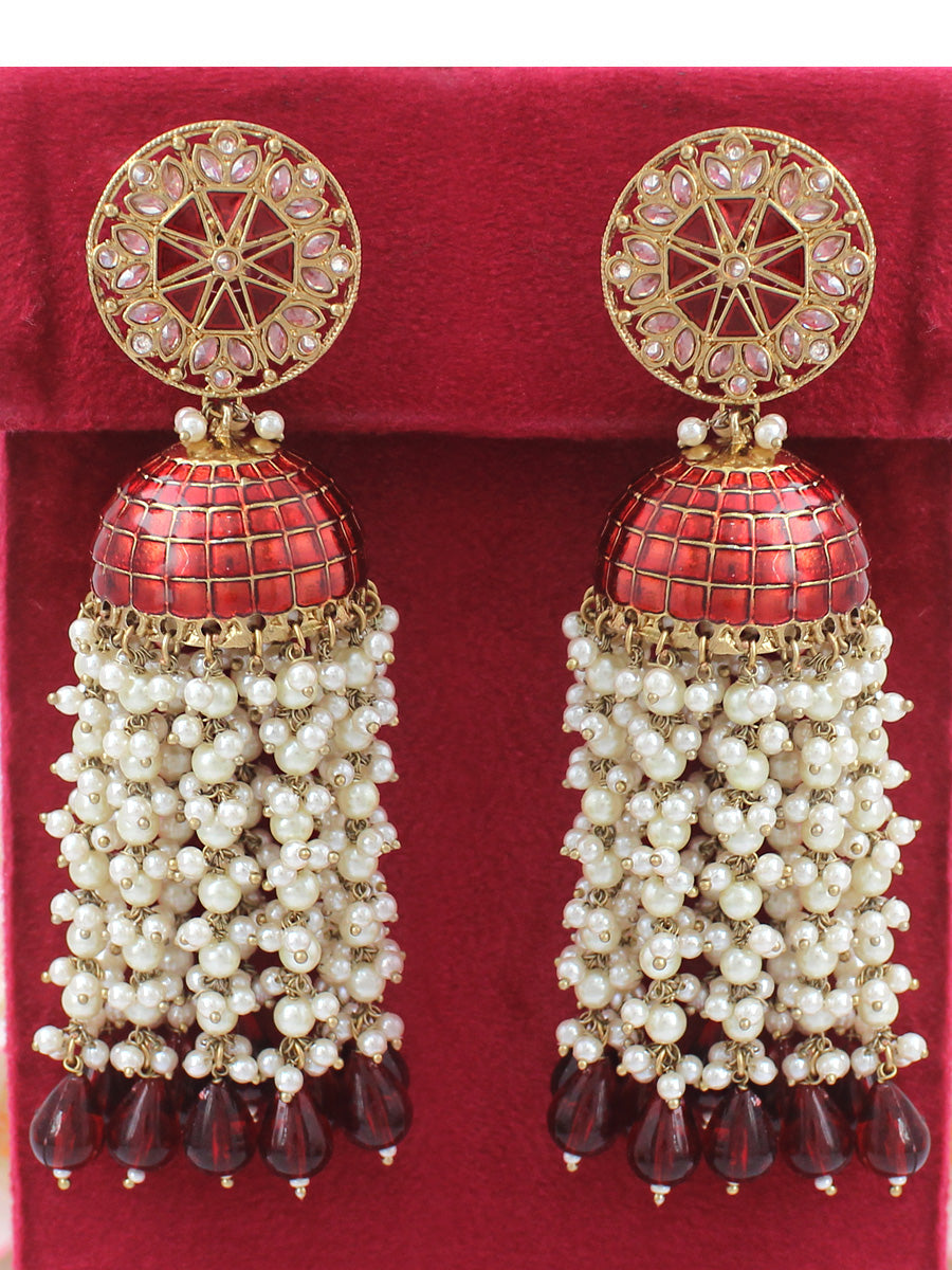 Heena Earrings-Maroon