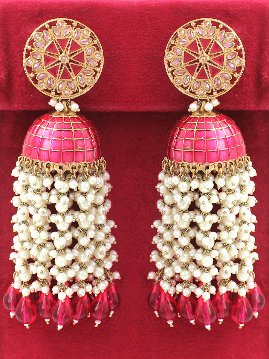 Heena Earrings-Hot Pink