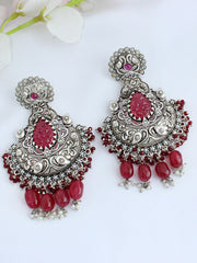 Krisha Earrings - Silver / Maroon