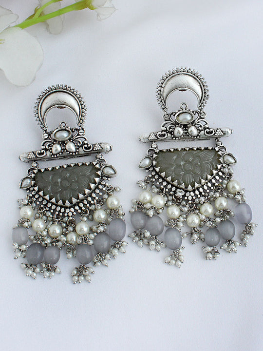 Anamika Earrings - Silver / Grey