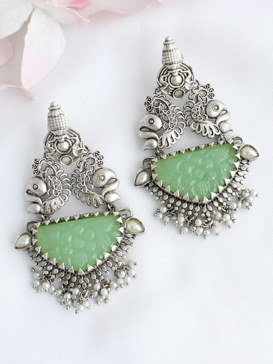 Kritika Earrings - Silver / Mint Green