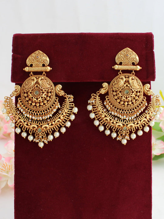 Utkarsha Earrings-Golden/ Aqua