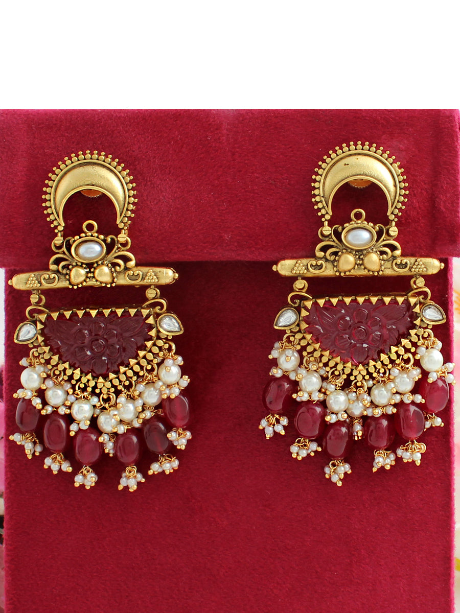 Anamika Earrings-Maroon