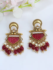 Anamika Earrings - Gold / Maroon