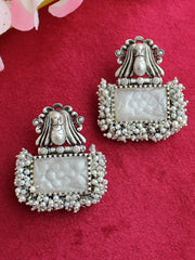 Rida Earrings-Silver/White