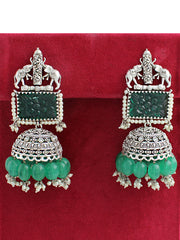 Kesar Earrings-Silver/Green