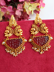 Kritika Earrings-Golden/Maroon