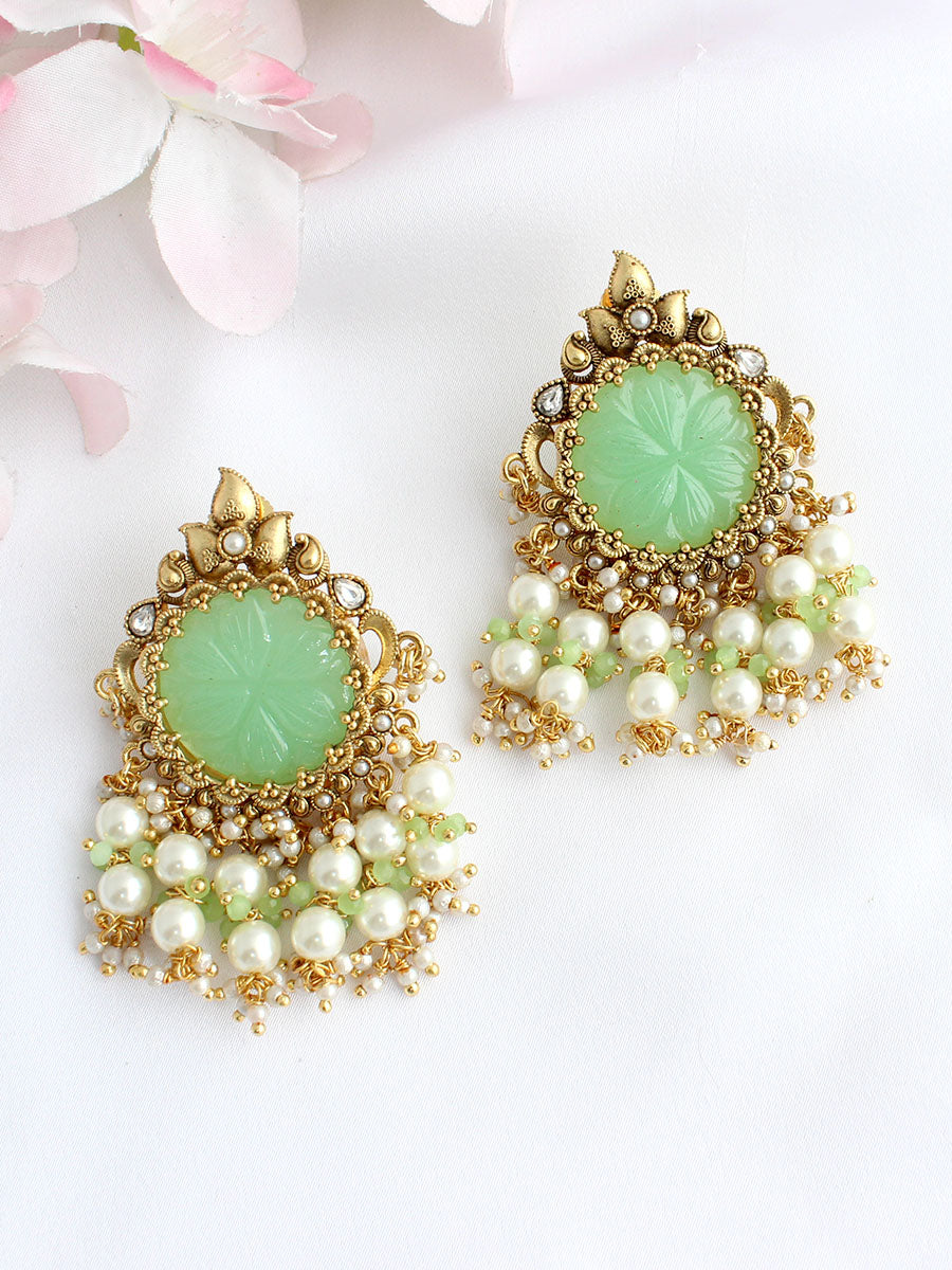 Ditya Earrings -  Gold /Mint green