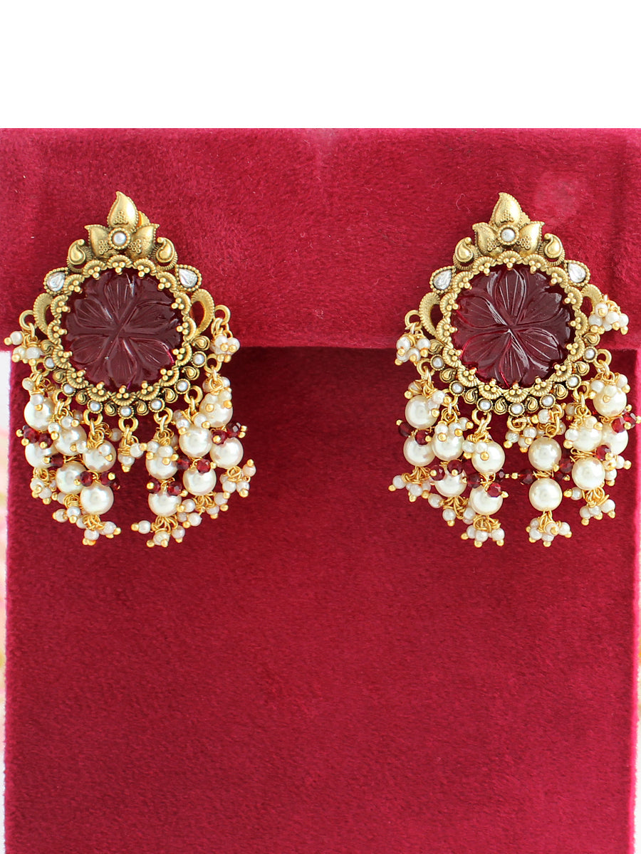 Ditya Earrings-Maroon