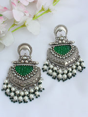 Sheel Earrings - Silver / Green