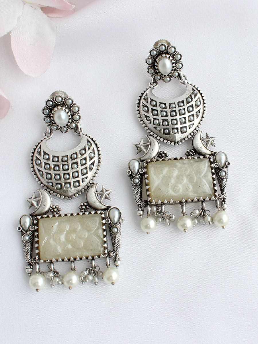 Misha Earrings - Silver / White