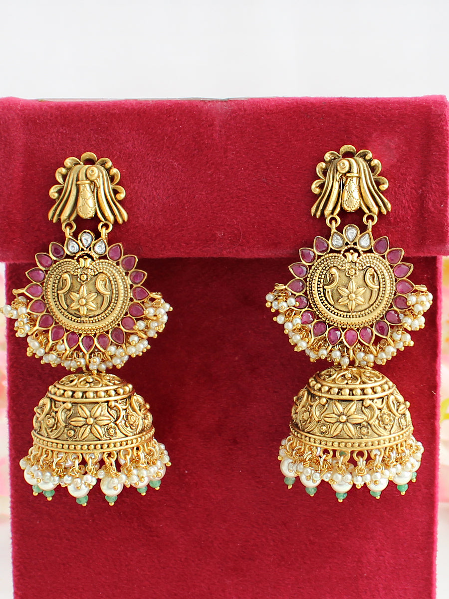 Parul Earrings-Maroon