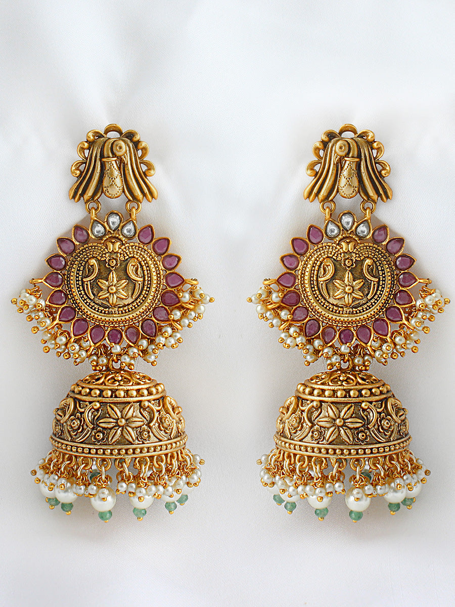 Parul Earrings - Maroon