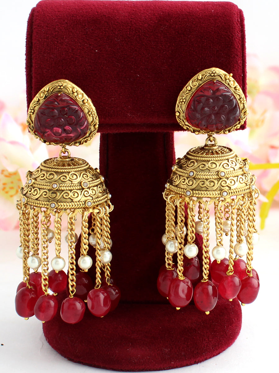 Anmol Earrings-Maroon