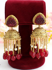 Anmol Earrings-Maroon