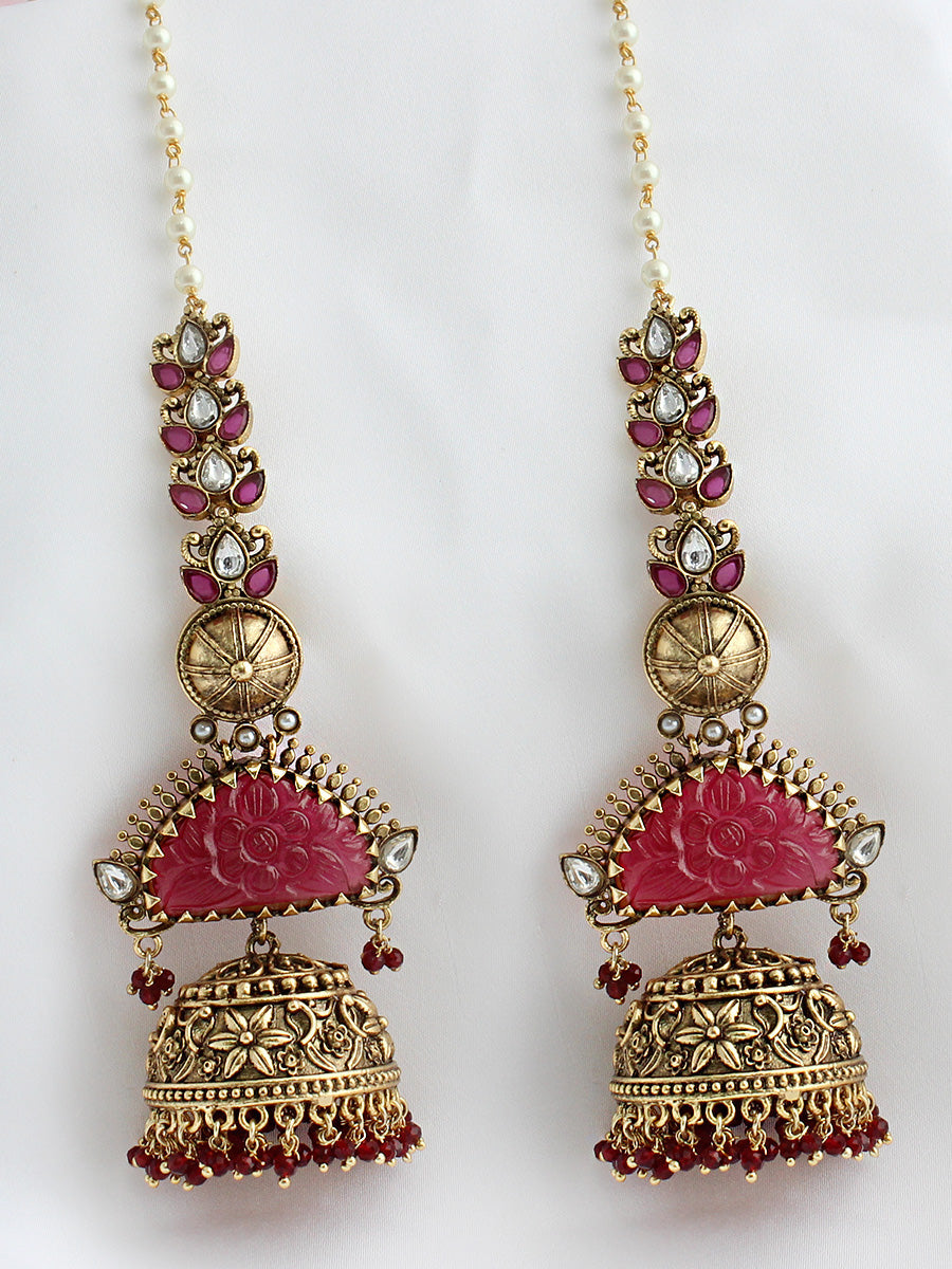 Nandini Earrings - Gold / Maroon