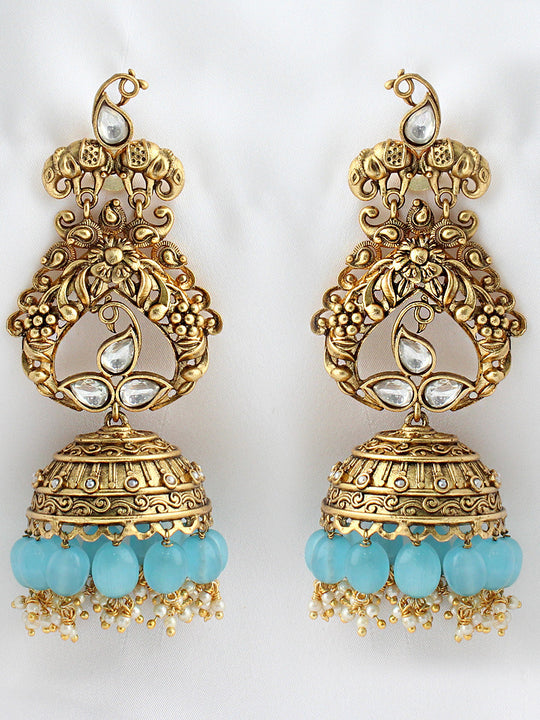 Yamini Earrings - Gold / Aqua