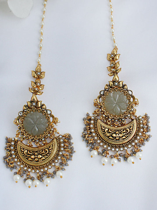 Apeksha Earrings - Gold Grey