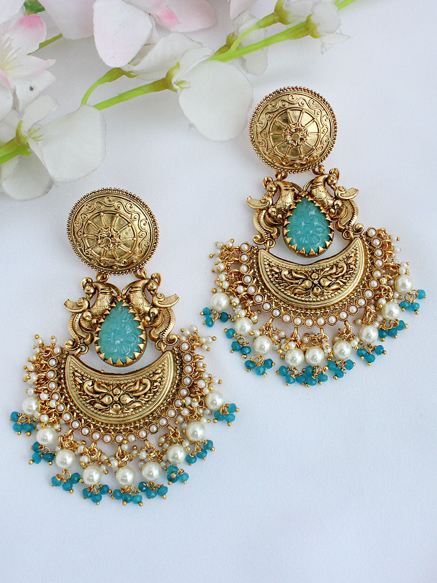 Charvi Earrings - Gold /Aqua