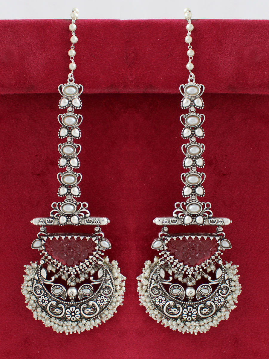 Sania Earrings-Maroon