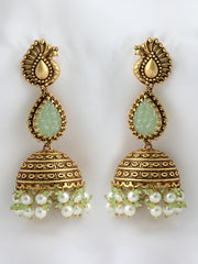 Aneeza Earrings - Gold /Mint green