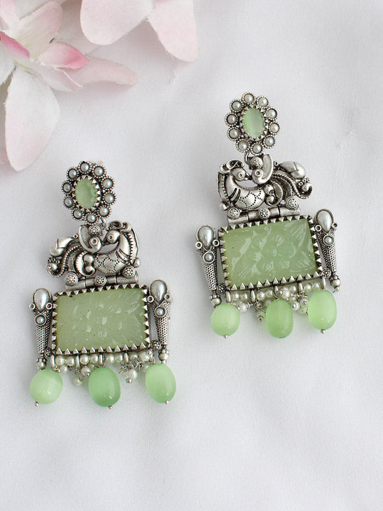 Ritika Earrings - Silver / Mint Green