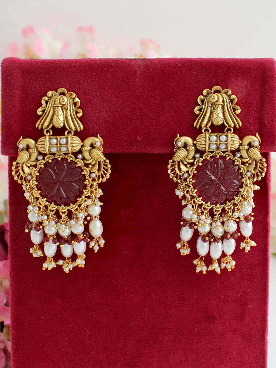 Adrika Earrings-Maroon