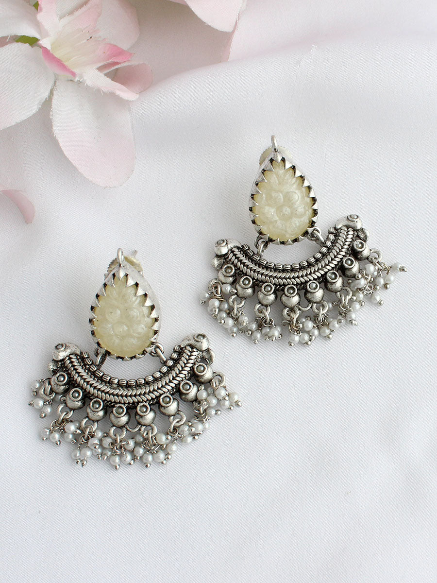 bhavna Earrings - Silver / White