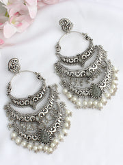 Vishali Earrings - Antique Silver / Grey